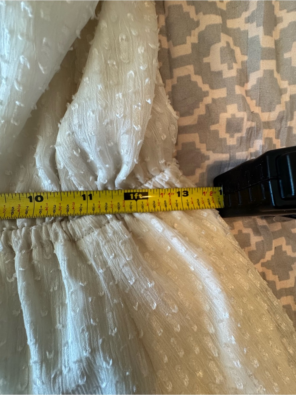 Ann Taylor creamy white textured Swiss dot with sheer long sleeves dress (SZ 2) - Picture 12 of 15